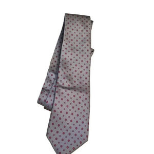 Christian Dior All Silk Men's Gray & Red Polka Dot Tie